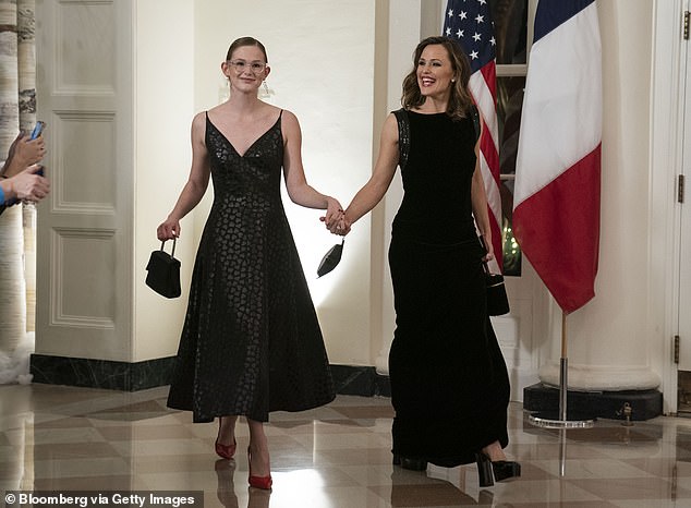 Violet got a lot of attention in May after an essay about climate change and Garner's understanding of the deadly LA fires she wrote at Yale was published;  Pictured in Washington, DC in December 2022