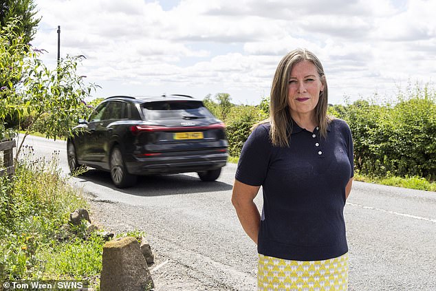 Moya Hampson's son was run over by a tractor on the A4361 on his way to the school bus in 2017 when he was then 15. The impact left him with several broken limbs