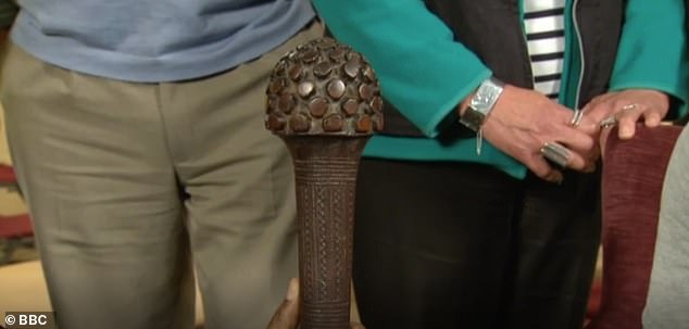 He spoke to a woman who had brought in a Polynesian, club-like tribal weapon (pictured) for evaluation - which was unlike anything he had seen on the programme before
