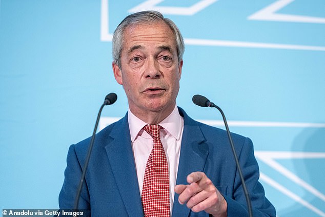 Farage, pictured last month, says he is laying out 'party's plans for how we take back control of our streets from the criminals who currently plague them'