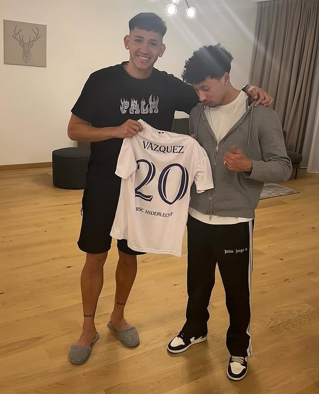 Cepeljac (right) was a barber to numerous footballers including Luis Vazquez (left), who plays for RSC Anderlecht in Belgium