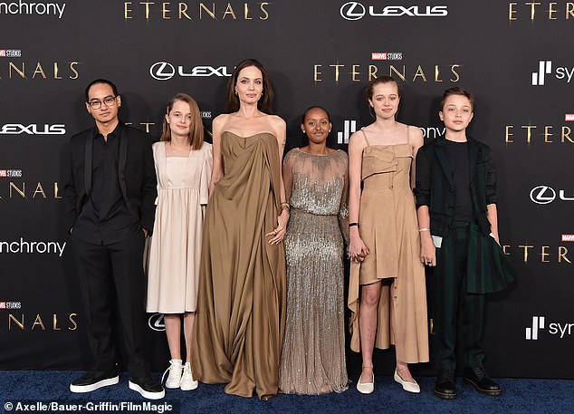 On August 5, Shiloh's famous 49-year-old mother (3-L, pictured in 2021) will celebrate the 24th birthday of her first child, Maddox Chivan Jolie (L), and she and her 61-year-old ex-husband also welcomed Vivienne, 17; and Zahara, 20; Knox, 17; and Pax (not pictured), 21