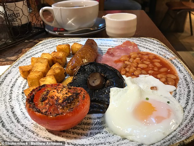 A full English at the airport (pictured, file photo) remains a popular tradition with Brits heading abroad