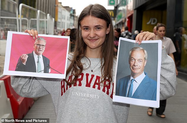 Olivia Connon (pictured), 15, from Newcastle, correctly identified Keir Starmer, Nigel Farage and Kemi Badenoch