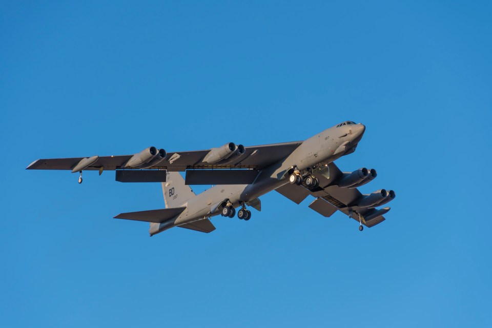 Boeing B-52 Stratofortress in flight.
