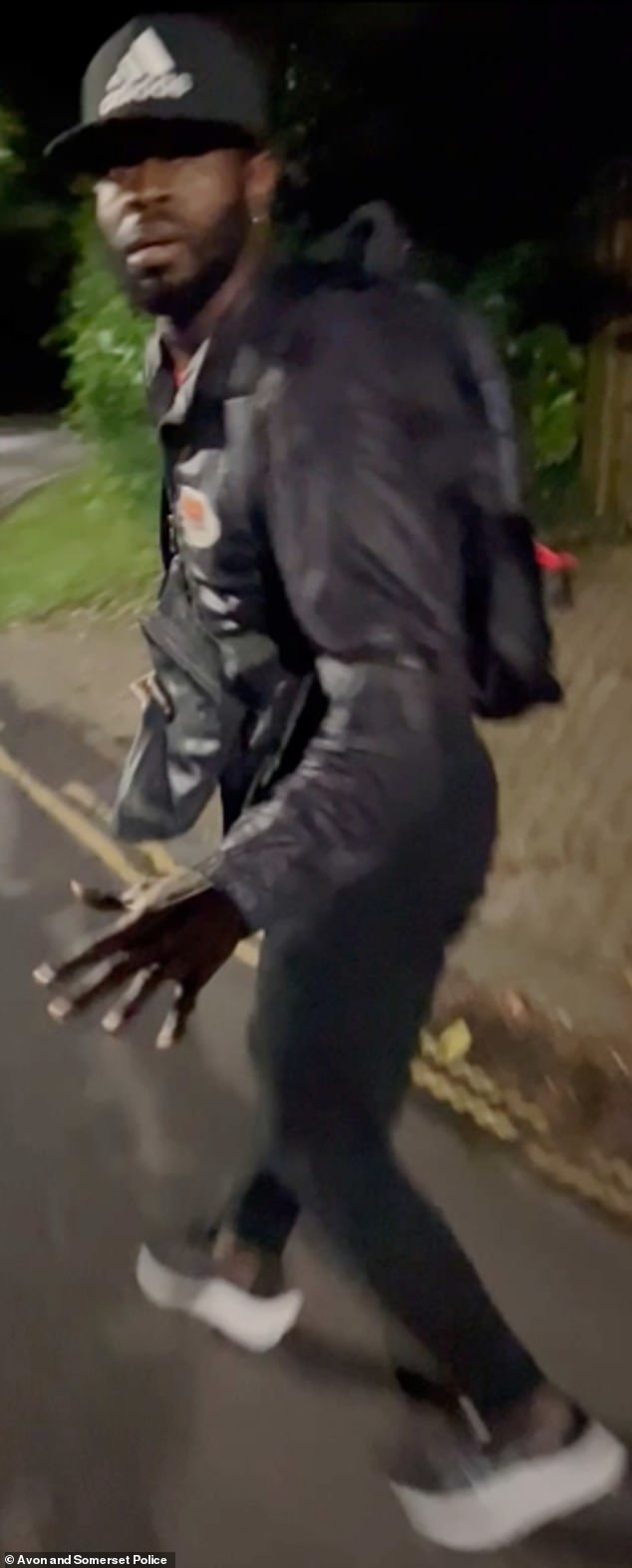 This is the moment a cyclist approached Mosquera and filmed him in footage later used in a police appeal