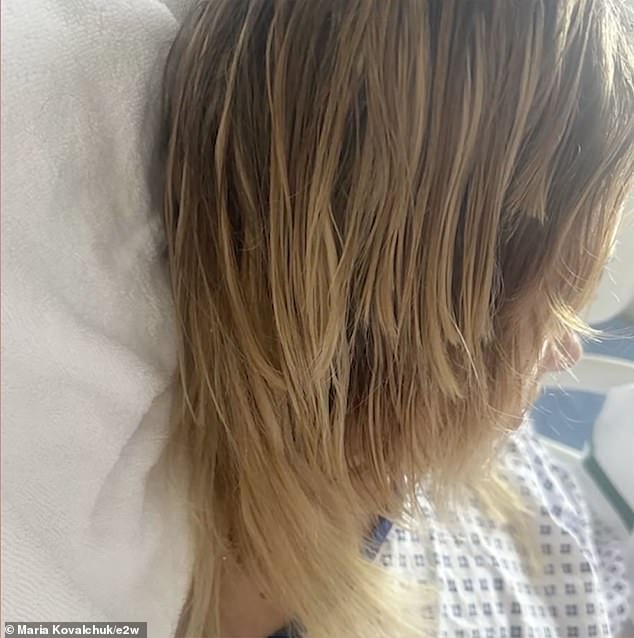Maria is pictured here after the attack in a hospital in Dubai