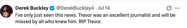 Rushing to the comments fans and former colleagues of Trevor were quick to share their condolences and memories of the TV favourite