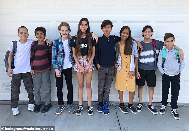 Natalie relied on her parents and the church, but also parented mostly alone - allowing cameras from a US publication to record her every move. Pictured, her octuplets