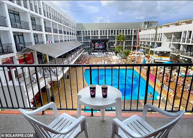 Local police said that the British teenager was 'already dead by the time help arrived', adding that initial investigations suggested the fall had been accidental. Pictured: file image of the famous Ibiza Rocks Hotel where the incident took place