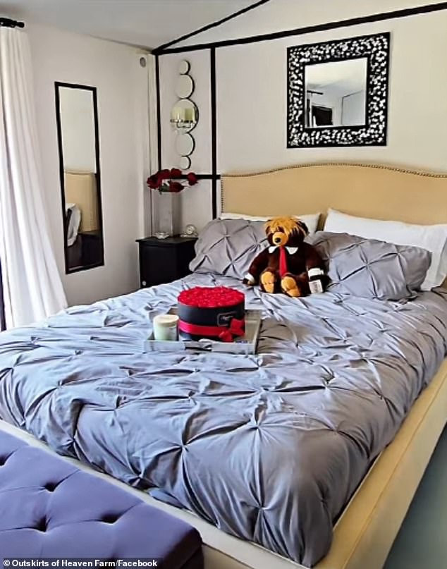 In another video posted Sunday, Durham directly called out 'everyone trying to cancel the farm because of my sign' and highlighted the amenities the property offers. Guests can 'wake up to animals right outside your window', she said as she showed off a bedroom at the home