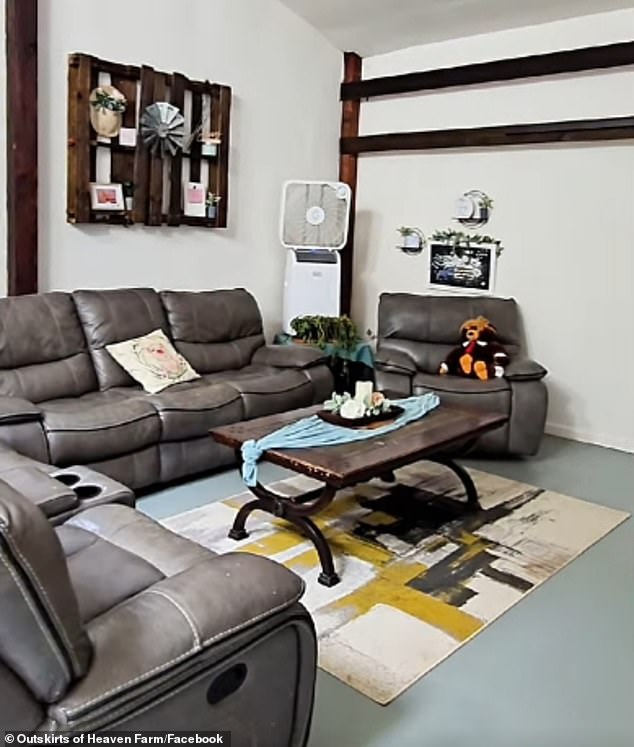 She also showcased the property's 'cute breakfast nook', large living space (pictured), another bedroom and the home's exterior