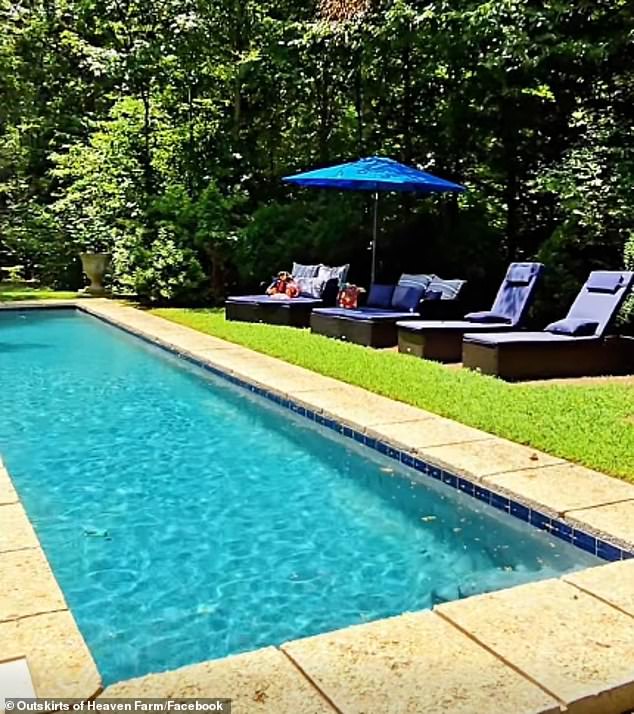 Durham promoted the property's hiking trails, fishing area, river, hammock napping area, campfire pit and in-ground swimming pool where guests can 'lounge'
