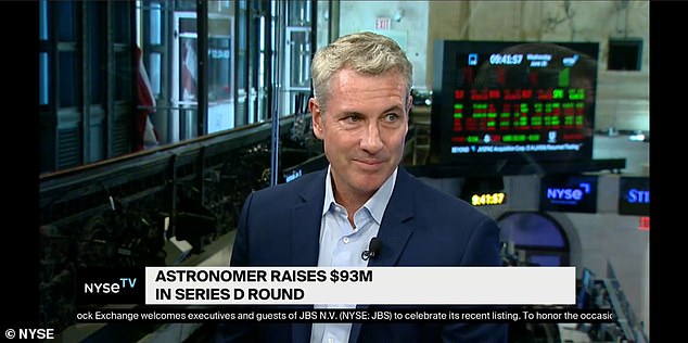 A week before Andy's scandalous secret was revealed to the world, he appeared on New York Stock Exchange (NYSE) TV to celebrate Astronomer raising $93million in its Series D of financing, saying it was 'exciting' for the firm