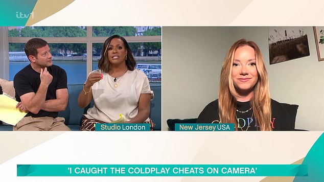 'I was hoping to see myself on the big screen and I love to capture moments so that's why my phone was out in the first place,' Grace explained to the ITV presenters