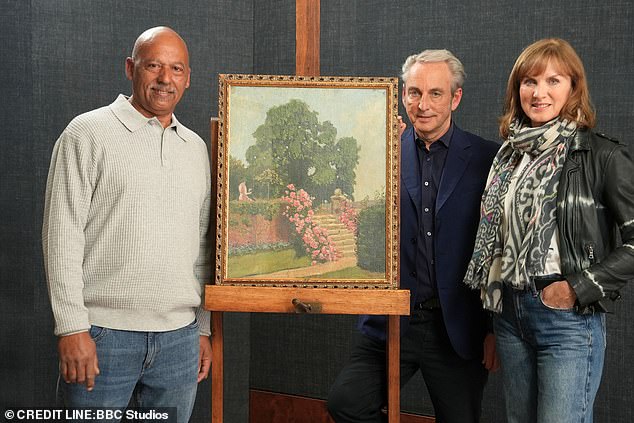 All the signs were that this picture (above), painted in the gardens of Herstmonceux castle in Sussex, was the real deal - one of Winston's earliest, from 1916, with his wife, Clementine, perched on a wall above a cascade of pink roses