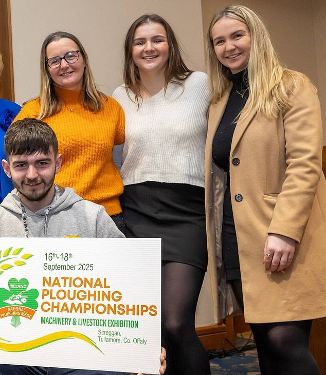 Ms Flaherty appeared with her three children (above) at a media event to announce this year’s National Ploughing Championships where she was named as ‘Lisa Flaherty Grogan’