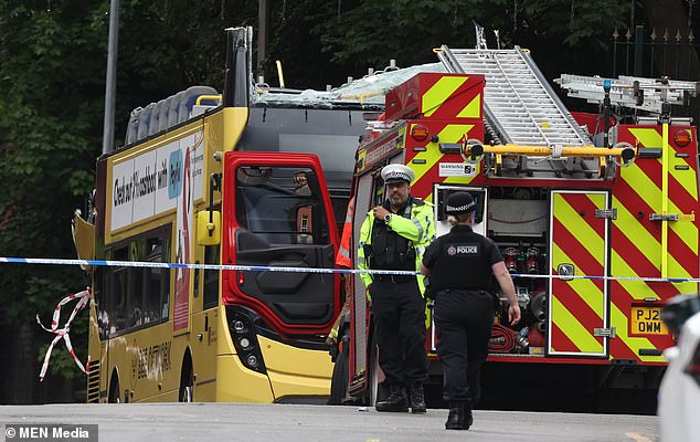 The bus had been travelling towards the junction of Barton Road and Trafford Road in Eccles, Salford, when it ploughed into the bridge