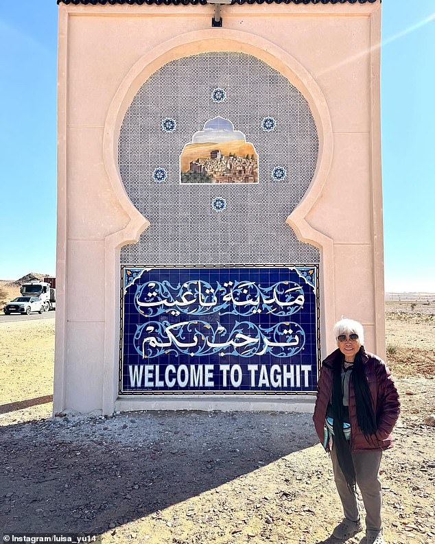 Yu is to celebrate her 80th birthday later this year, and is thrilled to to reign in the landmark occasion after accomplishing her remarkable feat (pictured, in Taghit, Algeria)