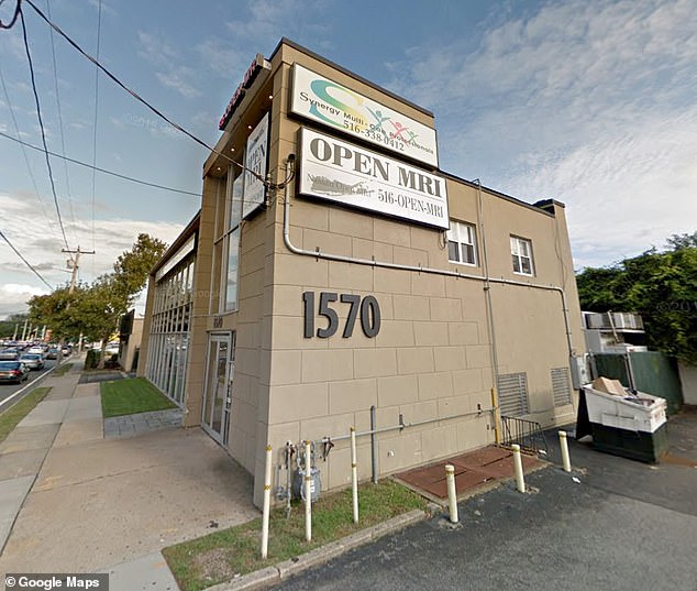 The freak accident occurred at Nassau Open MRI in Westbury (pictured) after Keith was allegedly told to come into the MRI room by a technician
