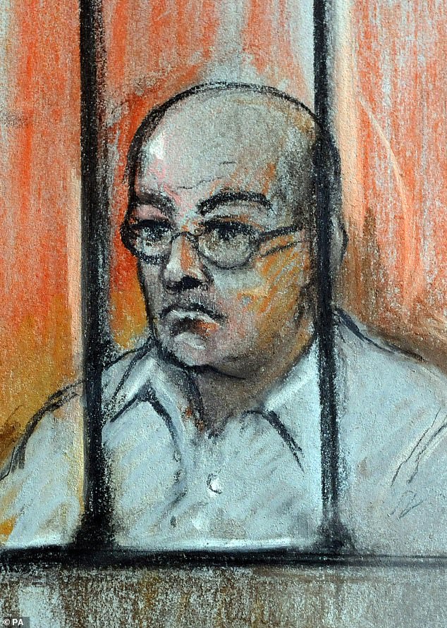 Artist's file impression of Colin Pitchfork appealing the length of his sentence at the Court of Appeal in London on June 20, 2021