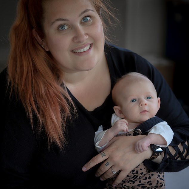Kerry pictured with her newborn daughter Reenie in 2022. The depression stopped after Kerry gave birth, but returned when she became pregnant again a year later