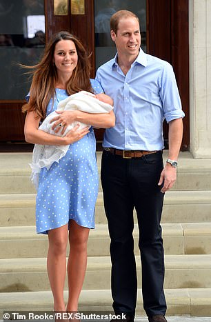 William and Catherine leaving St Mary's Hospital with newborn son Prince George