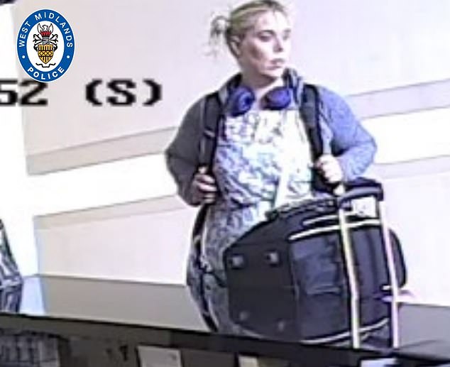 CCTV showing Betro arriving at the Rotunda hotel in Birmingham wearing a summer dress, hoodie, rucksack and flip flops