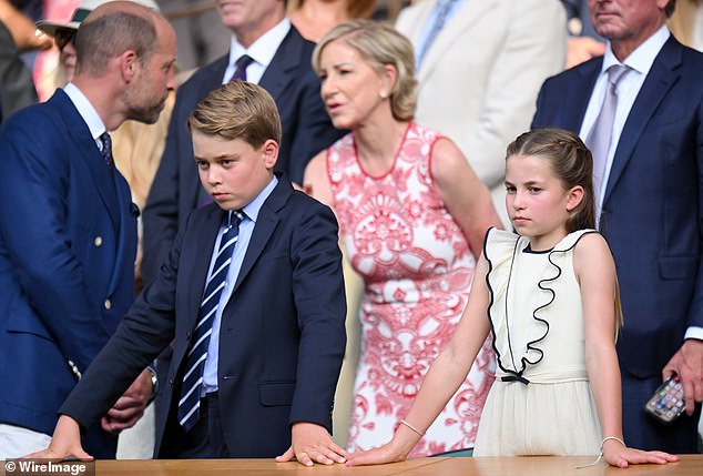 George and Charlotte look downcast at Wimbledon. It has been widely reported that the children are major fans of Alacaraz, who lost the match in four sets