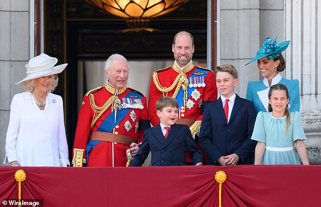 Three generations are pictured together at this year's Trooping the Colour