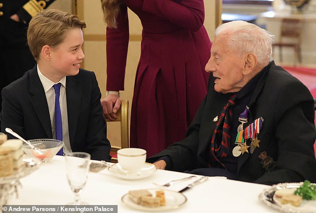 Prince George gained the nickname PG Tips - like the tea! He is pictured at a tea party for veterans and members of the Second World War generation