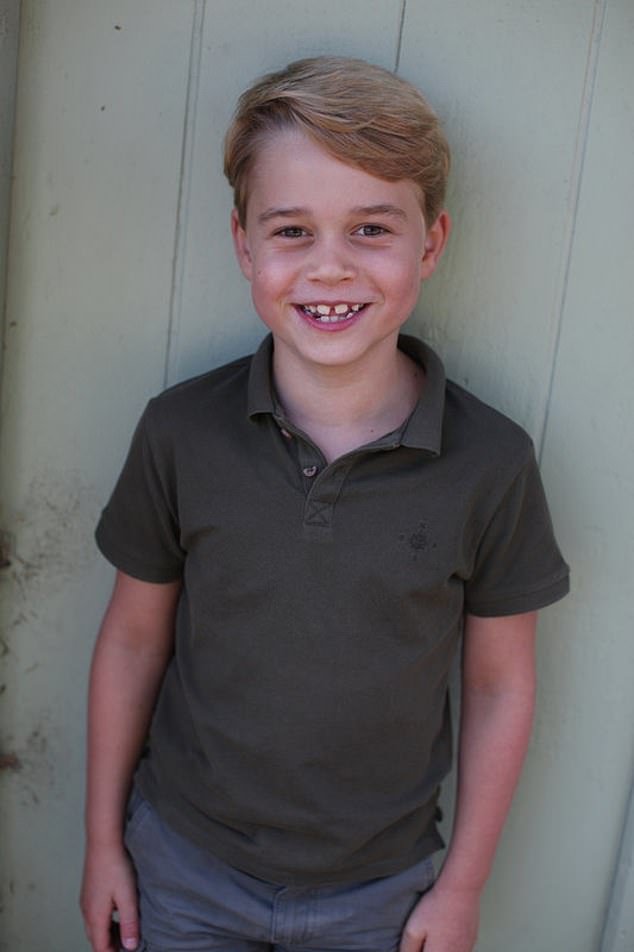 Prince George was also photographed by his mother Kate on his seventh birthday - looking smart in a khaki polo neck