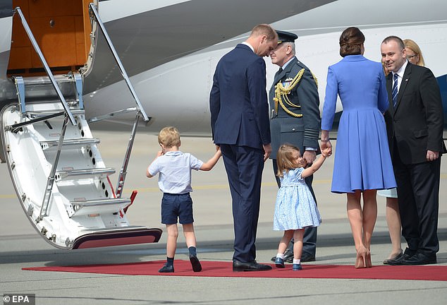 A young Prince George and Princess Charlotte during a visit to Poland in 2017. As per royal protocol, girls in the family must wear dresses and the boys must wear shorts