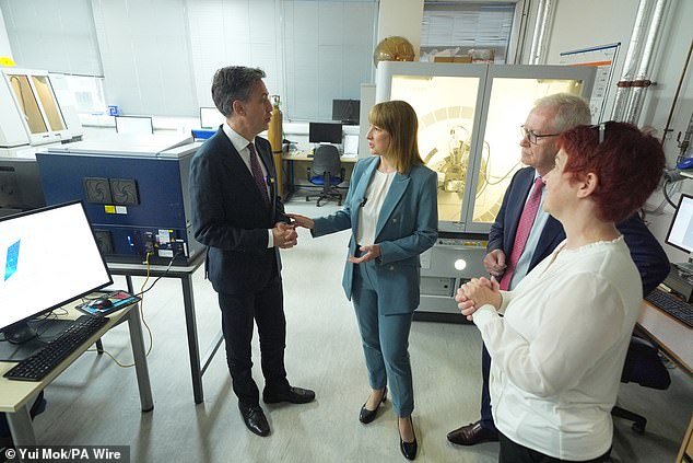 Rachel Reeves and Ed Miliband stand today next to Professor Hugh Brady, president of Imperial College London, and Professor Mary Ryan, Vice Provost for Research and Enterprise