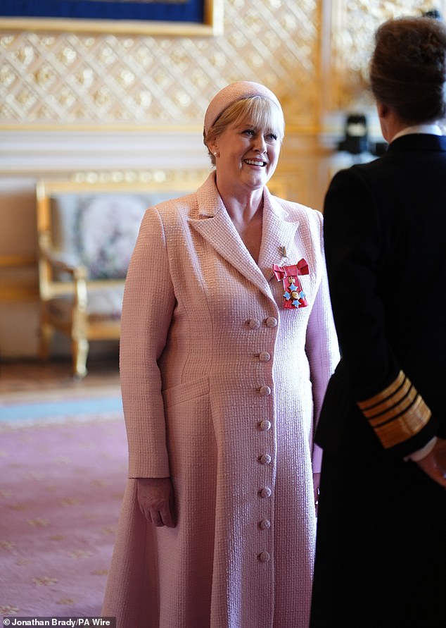The actress exchanged pleasantries with Princess Anne after receiving her honour