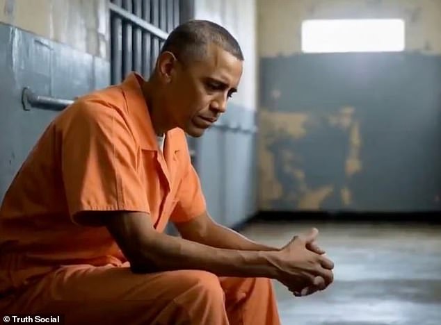 AI generated image of Obama being arrested and jailed wearing an orange jump suit that Trump posted to Truth Social over the weekend