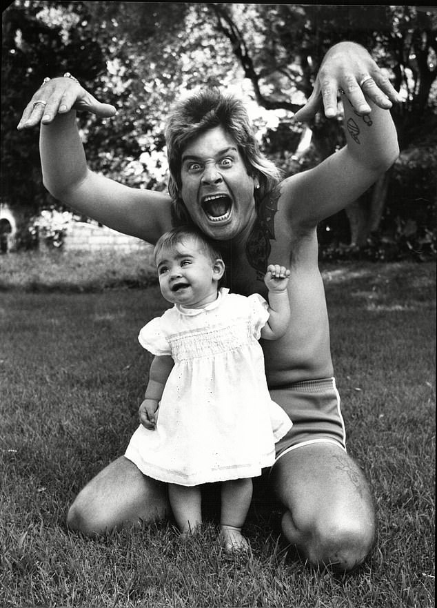 Osbourne is pictured with daughter Aimee on holiday in France in 1984 - five years after he had been thrown out of Black Sabbath