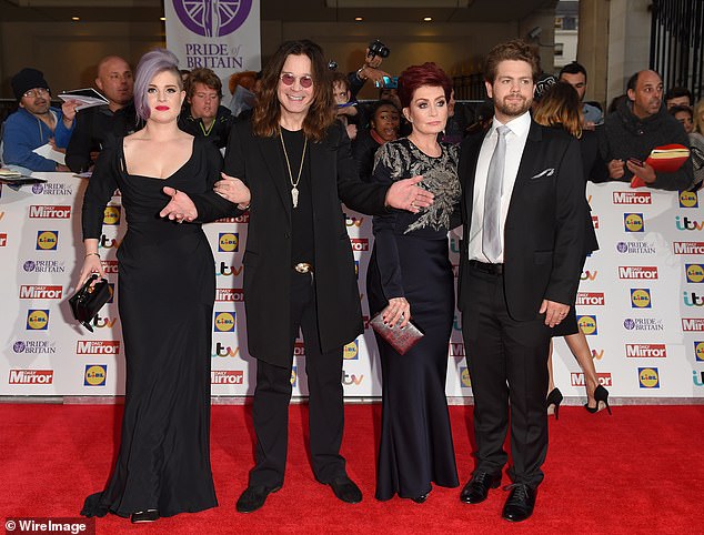 Kelly Osbourne, Ozzy Osbourne, Sharon Osbourne and Jack Osbourne attend the Pride of Britain awards at The Grosvenor House Hotel on September 28, 2015 in London