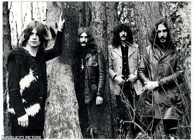 Osbourne posing for a publicity photo with his Black Sabbath bandmates in 1970, the year after they changed their name from Earth