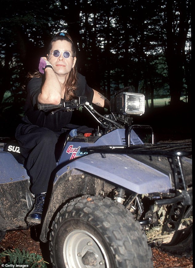 Ozzy Osbourne riding a quad bike on his estate in Buckinghamshire in the 1980s. The hellraiser pushed his thrill seeking to the limits