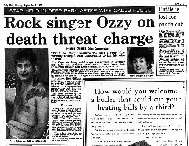 Osbourne's troubles with alcohol and drugs reached crisis point in 1989, when Osbourne attempted to strangle Sharon and he was arrested