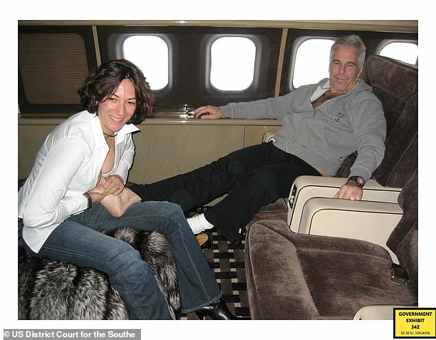 This undated trial evidence image obtained December 8, 2021, from the US District Court for the Southern District of New York shows British socialite Ghislaine Maxwell and financier Jeffrey Epstein