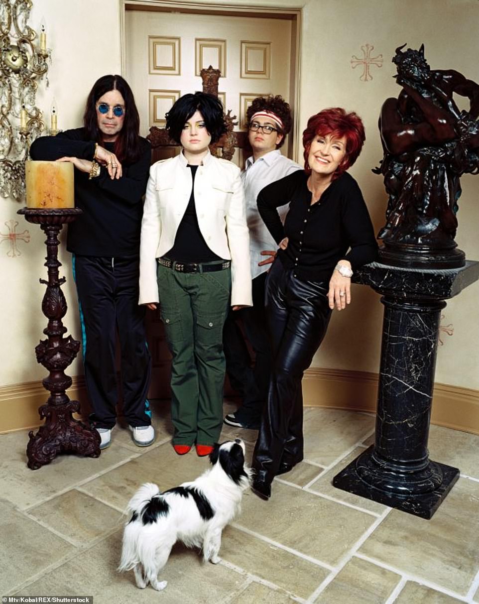 Osbourne relaunched himself as a reality tv star in The Osbournes in the early 2000s, after getting clean from drink and drugs with the help of Sharon. It saw two of his and Sharon's children, Kelly and Jack, become stars in their own right, whilst their other daughter Aimee declined to appear. Above: Osbourne with Sharon, Jack and Kelly