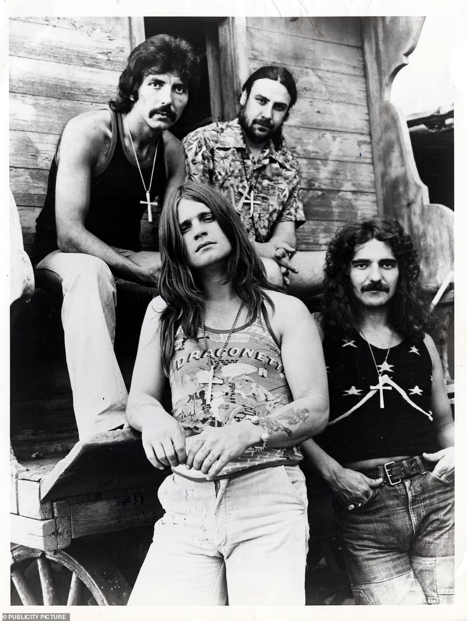 Osbourne with Black Sabbath bandmates Iommi, Butler and Ward in 1976, the year that the band released album Technical Ecstasy