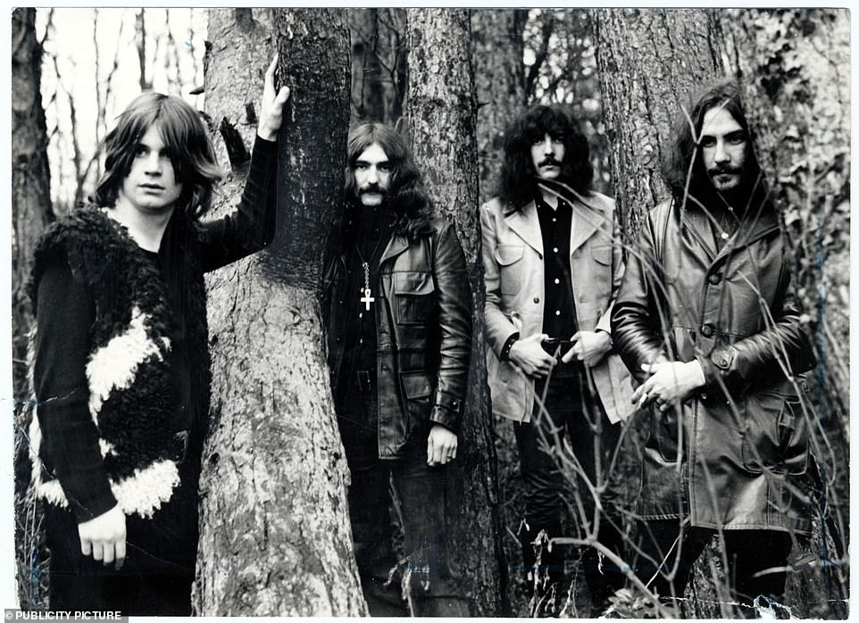 Osbourne posing for a publicity photo with his Black Sabbath bandmates in 1970, the year after they changed their name from Earth