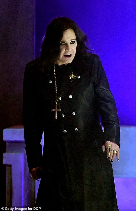After Black Sabbath carried out their final tour, Osbourne continued performing as a solo act, with his most recent album release, Ordinary Man, coming in February 2020. Above: The singer on stage in 2019