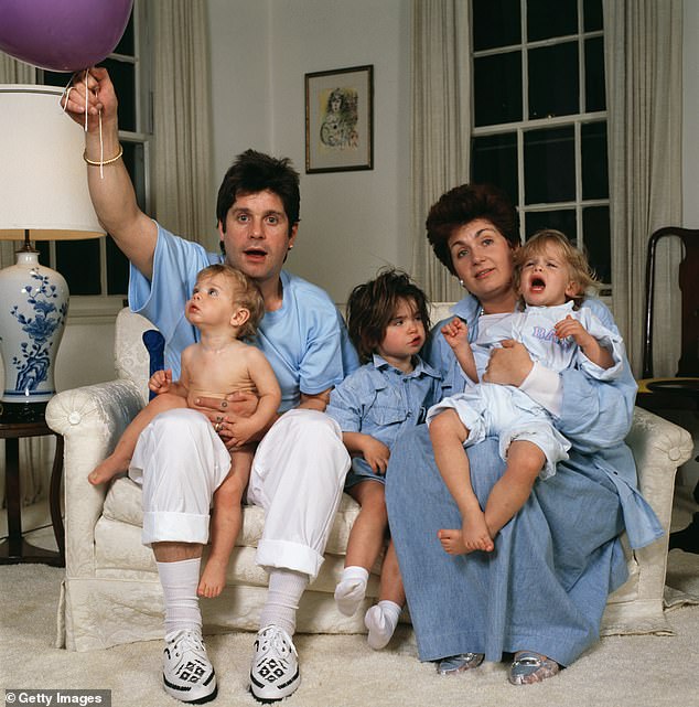 His family said the star died 'surrounded by love' and asked for privacy (Ozzy Osbourne and his wife Sharon and their children Aimee, Kelly and Jack 1987)