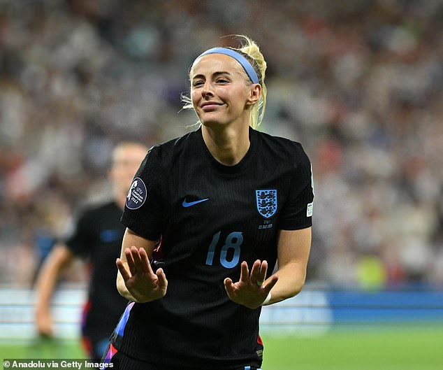 After the two teams equalised the match went to extra time and Chloe Kelly (pictured) scored a penalty on the rebound - taking the team to victory