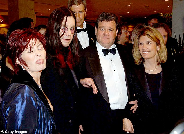 From left, married English couple, music manager Sharon Osbourne & Rock musician Ozzie Osbourne (1948 - 2025), and married American couple, lawyer John P Coale & journalist Greta Van Susteren as they arrive, for the White House Correspondent's Dinner, at the Washington Hilton Hotel