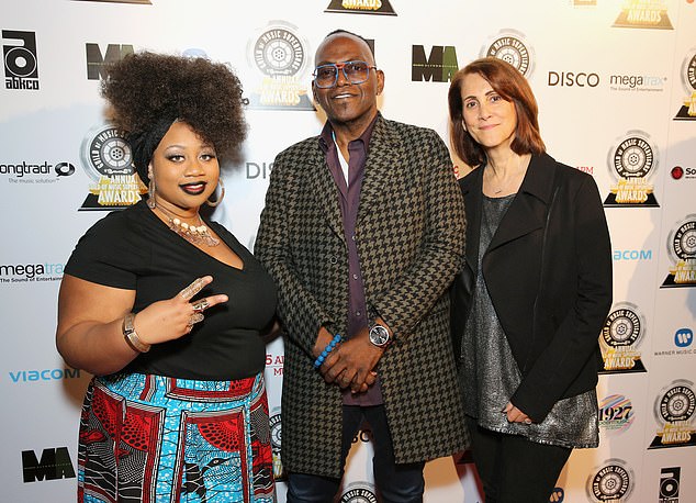 Kaye with Singer La'Porsha Renae and producer Randy Jackson in 2017